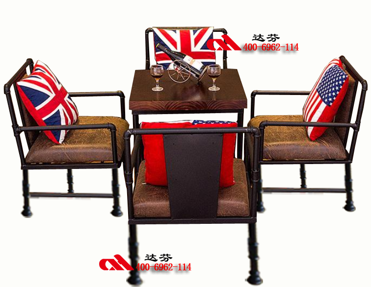 铁艺实木餐桌椅组合ZH003定制电话400-6962-114